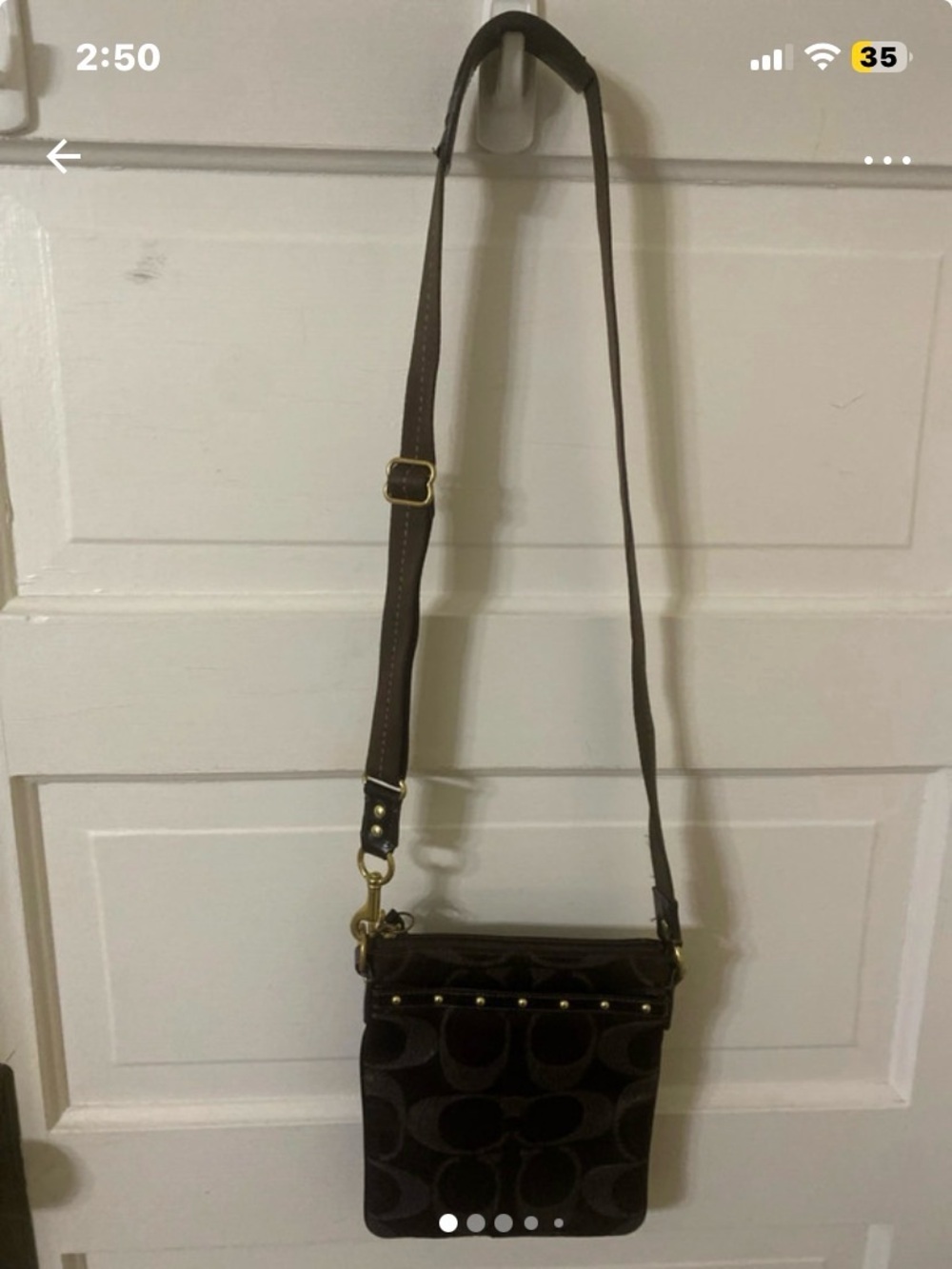 Coach Vintage Brown Signature C Studded Crossbody Bag Y2K